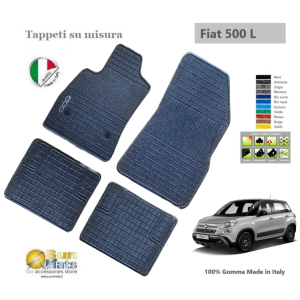 Tappeti Fiat 500L in gomma-moquette su misura colore antracite-Su misura in gomma e moquette-Sunmats vendita on line
