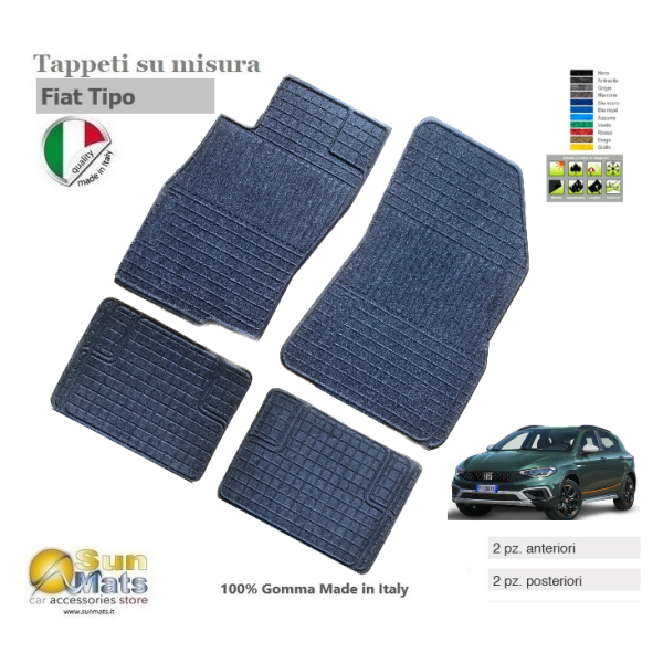 Tappeti Fiat Tipo in gomma-moquette  su misura di colore antracite-Su misura in gomma e moquette-Sunmats vendita on line