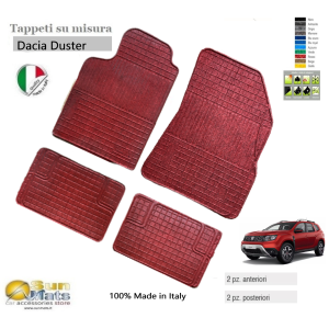 Tappeti Dacia Duster in gomma-moquette su misura di colore rosso-Su misura in gomma e moquette-Sunmats vendita on line