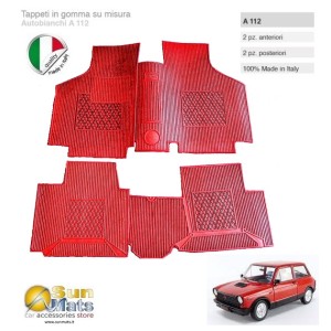 Tappeti Autobianchi A 112 d'epoca su misura di colore Rosso-AUTO D'EPOCA-Sunmats vendita on line