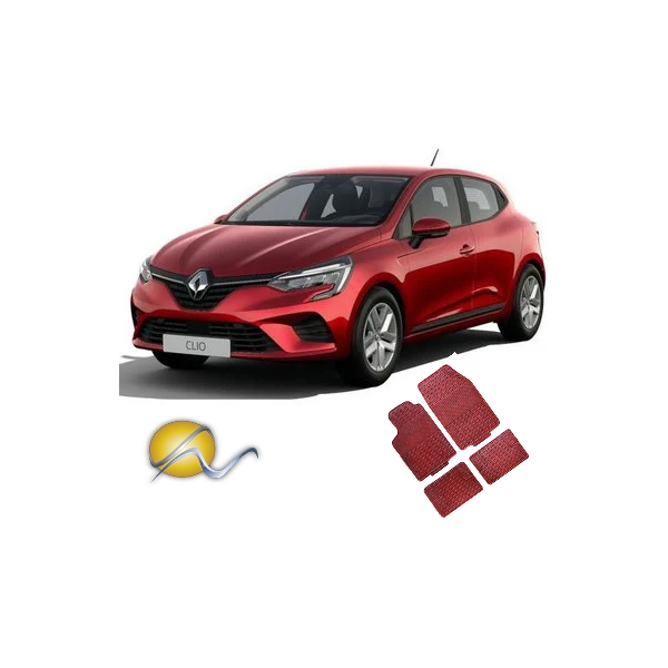 Tappeti Renault Clio in gomma-moquette su misura di colore rosso-Su misura in gomma e moquette-Sunmats vendita on line