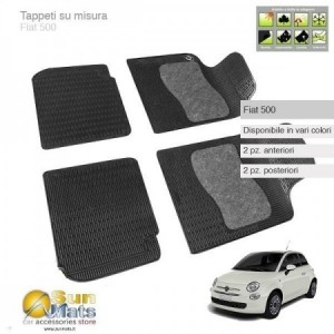 Tappeti Fiat 500 gomma e moquette-Su misura in gomma e moquette-Sunmats vendita on line