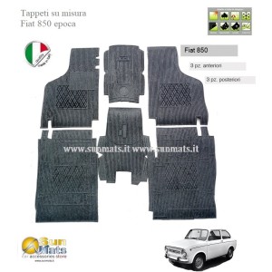 Tappeti Fiat 850 d'epoca su misura di colore Nero-AUTO D'EPOCA-Sunmats vendita on line
