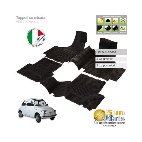 Tappeti Fiat 500 d'epoca su misura di colore Nero-AUTO D'EPOCA-Sunmats vendita on line