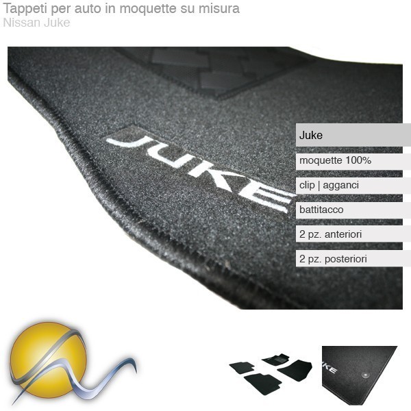 Tappeti per auto su misura in moquette con clip per Nissan Juke-Su misura in moquette-Sunmats vendita on line
