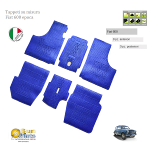Tappeti Fiat 600 d'epoca su misura di colore Nero-AUTO D'EPOCA-Sunmats vendita on line