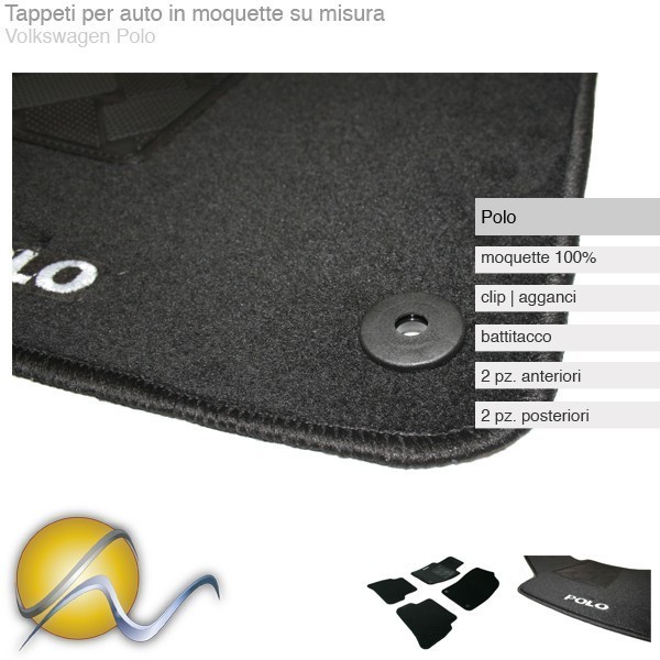 Tappeti per auto su misura in moquette con clip per Volkswagen Polo-Su misura in moquette-Sunmats vendita on line