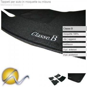 Tappeti per auto su misura in moquette con clip per Mercedes Classe B 2011-2019-Su misura in moquette-Sunmats vendita on line