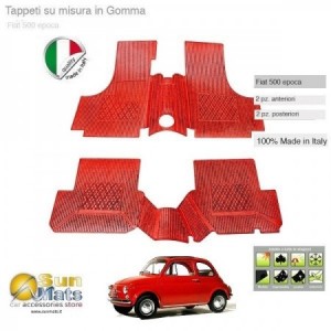Tappeti Fiat 500 d'epoca su misura di colore Rosso-AUTO D'EPOCA-Sunmats vendita on line