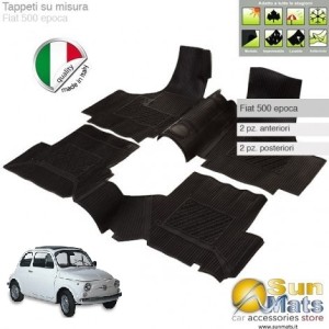 Tappeti Fiat 500 d'epoca su misura di colore Rosso-AUTO D'EPOCA-Sunmats vendita on line