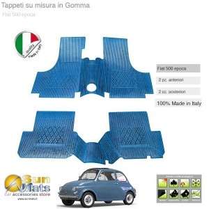 Tappeti Fiat 500 d'epoca su misura di colore Giallo Ocra-AUTO D'EPOCA-Sunmats vendita on line