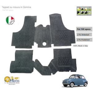 Tappeti Fiat 500 d'epoca su misura di colore Giallo Ocra-AUTO D'EPOCA-Sunmats vendita on line