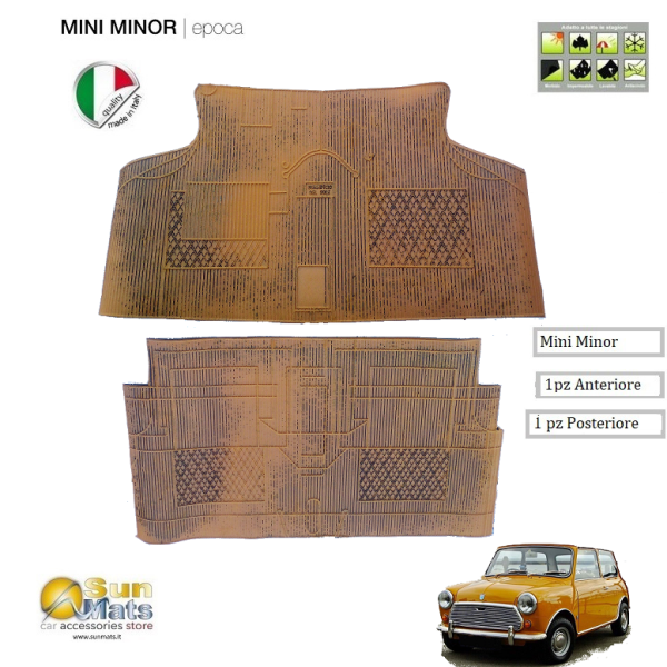 Tappeti Mini Minor d'epoca su misura di colore Giallo Ocra-AUTO D'EPOCA-Sunmats vendita on line