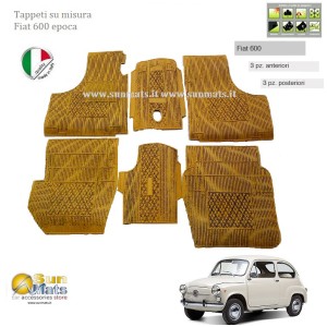 Tappeti Fiat 600 d'epoca su misura di colore Rosso-AUTO D'EPOCA-Sunmats vendita on line