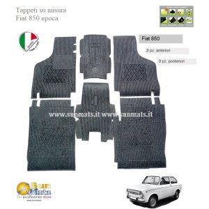 Tappeti Fiat 850 d'epoca su misura di colore Grigio-AUTO D'EPOCA-Sunmats vendita on line