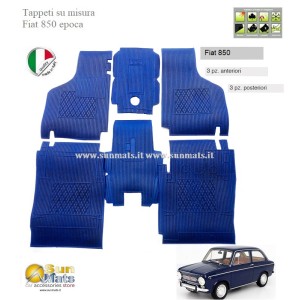 Tappeti Fiat 850 d'epoca su misura di colore Blu-AUTO D'EPOCA-Sunmats vendita on line